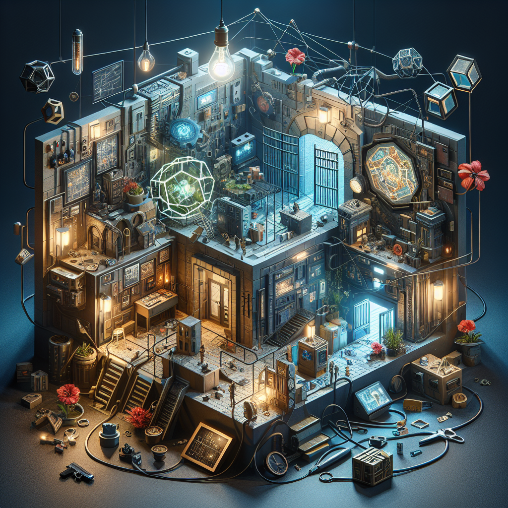 A suspense-filled escape room with intricate puzzles awaiting solutions, representing the thrilling atmosphere typical in such adventure games. It's perfect for a beginner's guide to what to expect in an escape room.