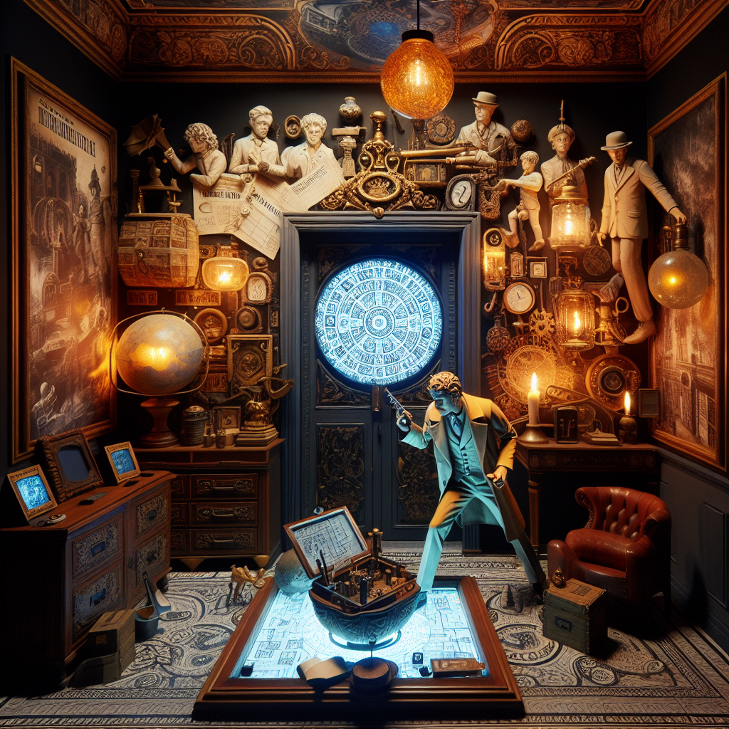 An immersive scene in a thematic escape room in Málaga showcasing historical, science fiction, and supernatural elements, reflecting the unique adventure and mystery solving experiences provided.