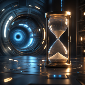 Jugadores resolviendo puzzles tecnológicos en escape room de ciencia ficción futurista