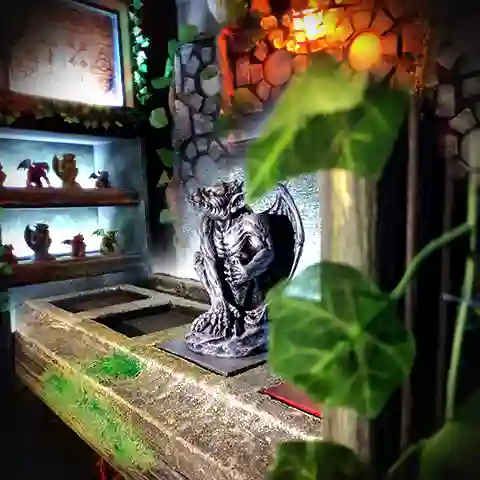 Gargoyles puzzle with missing color coded gargoyles.