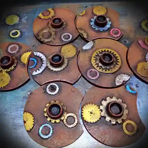 Eight decorated physical discs puzzle to be positioned correctly.