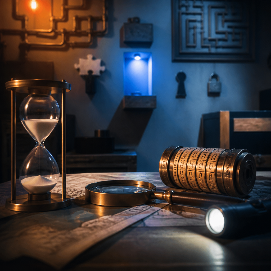 Game master observando a un equipo de jugadores desde la sala de control de un escape room